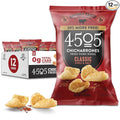 4505 Classic Seasoned Chicharrones Fried Pork Rinds - Chili &amp Salt Flavored Pork Skins - Low Carb Gluten-Free Protein Snack - 3oz (Pack of 12)