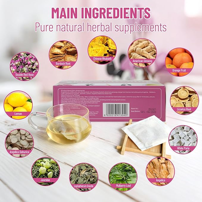 Skin Whitening and Spots Fading Tea Improve Endocrine Acne Removal Beautifying 30 Tea Bags