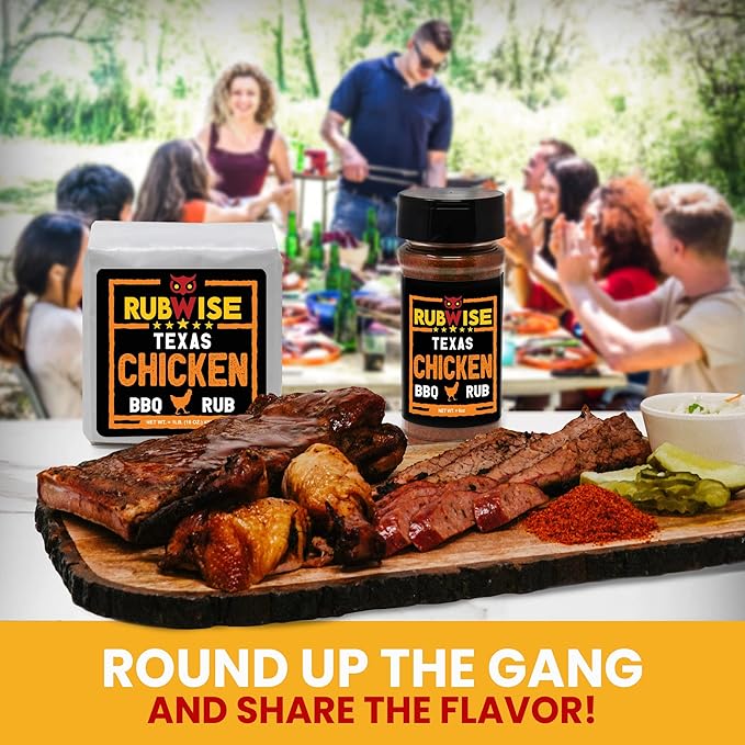 Texas Style Chicken Rub &amp Pork Rub by Rubwise | BBQ Rub &amp Spices for Smoking &amp Grilling | Dry Rubs | Great on Chicken Turkey Duck Burgers Chops Pork Butt Tenderloin &amp More | NO M