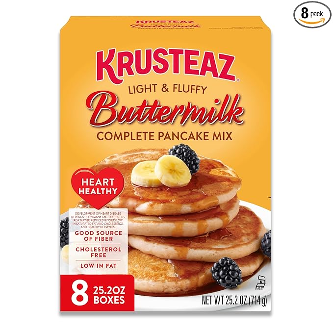 Krusteaz Heart Healthy Buttermilk Pancake and Waffle Mix Light &amp Fluffy 25.2 oz Boxes (Pack of 8)