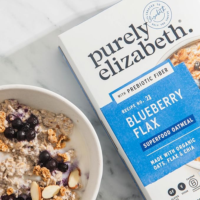Purely Elizabeth Classic Cinnamon Superfood Oatmeal with Prebiotic Fiber Gluten Free &amp Non-GMO 9.12 Oz (Pack of 6) (6 Pack Blueberry Flax)