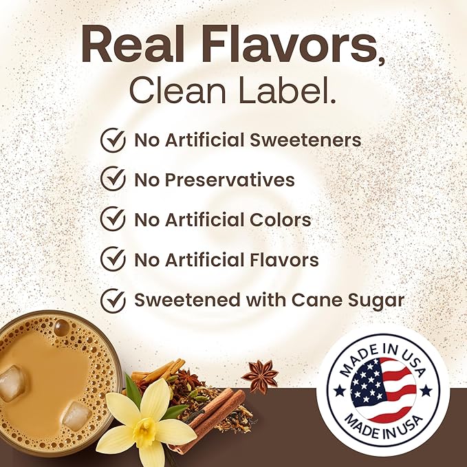 Dr. Smoothie Café Essentials Vanilla Chai – No Artificial Colors Flavors or Sweeteners – Shelf Stable – 58mg of Caffeine per Serving – Great for Hot Iced &amp Frozen Frappes (3.5 lb Bag 26 Servi