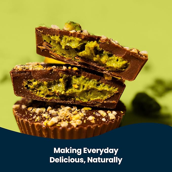 Chocxo Milk Dubai Chocolate Pistachio Cups - Lower Sugar Organic NonGMO Keto Gluten Free Kosher. 43% Cacao No Artificial Sweeteners/Sugar Alcohols 3.45 oz (Pack of 6)