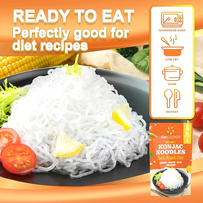 Shirataki Noodle DIET COOKER Premium Konjac Noodle Keto &amp Vegan Friendly 9.52 oz Odor Free Low Calorie Pasta Zero Net Carbs Healthy Diet Food - Angel Hair (6 Packs)