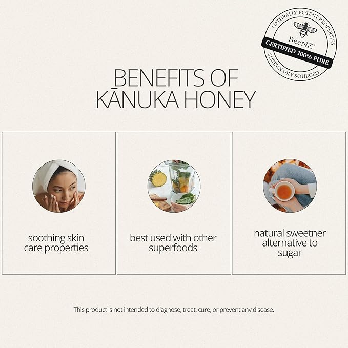 BeeNZ Manuka Honey Certified UMF 5+ and Kanuka Honey Bundle Raw Pure New Zealand Superfood Honey Set for Wellness and Skin Care Support Natural Sweetener No Sugar Added Traceable from Hive to Jar