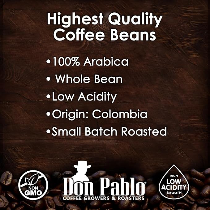 Don Pablo Colombian Supremo - Medium-Dark Roast - Whole Bean Coffee - Low Acidity