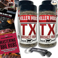 Killer Hogs TX Brisket Rub - Texas Style Premium BBQ Seasoning 4 pk (44 oz) + Barbecue Masters &amp Bottle Opener (6 Items)!