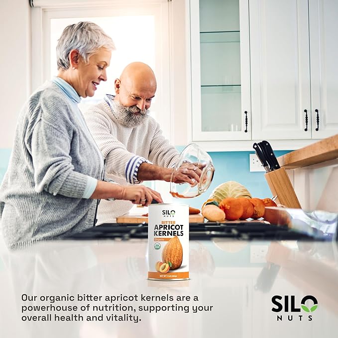 SILO Nuts Organic Bitter Apricot Kernels - 16 oz USDA Certified Organic Bitter Apricot Seeds - Natural &amp Non-GMO Premium Quality Kernals No Sulfur or Additives