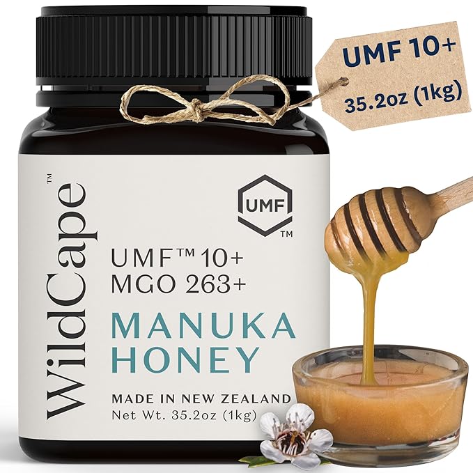 WildCape Manuka Honey Certified UMF 10+/MGO 263+ - 100% Pure Raw Unpasteurized Non-GMO Made in New Zealand - 35.2 oz (Pack of 1)