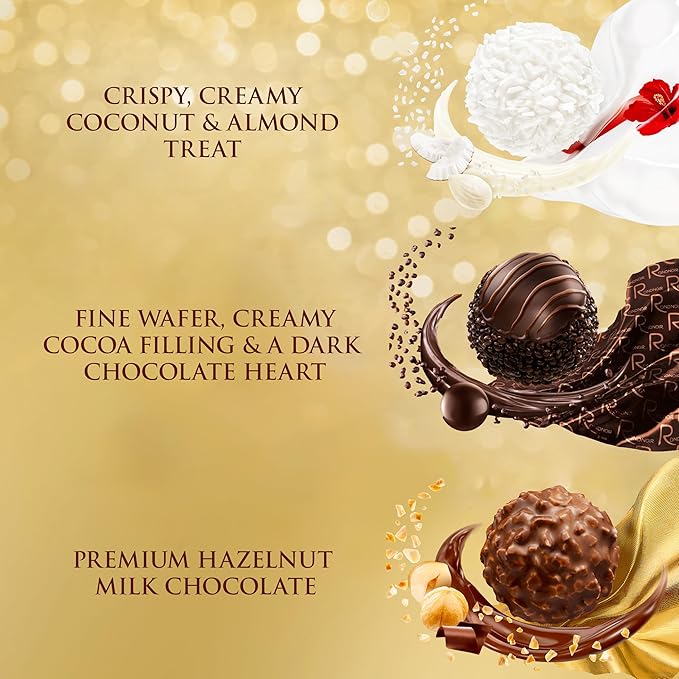 Ferrero Collection Gourmet Gift Box Assorted Confections with Hazelnut Dark Chocolate and Coconut 18.2 oz 48 Count (Pack of 4)