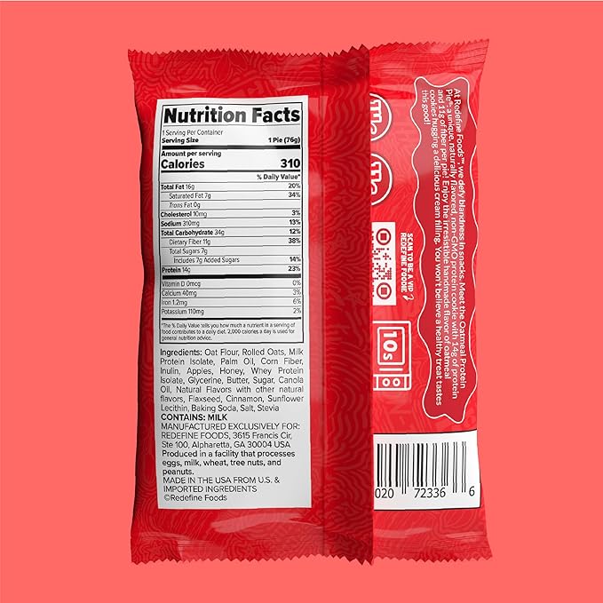 Redefine Foods Oatmeal Protein Pie Original Flavor - 8 Count - 14g of Protein Per Serving - Non-GMO