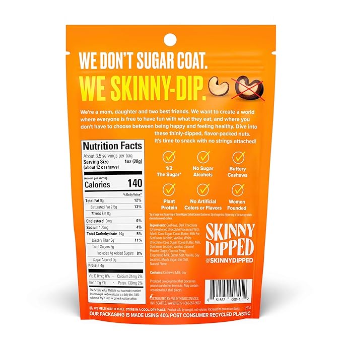 SkinnyDipped Faves Variety Pack Healthy Snack Plant Protein Gluten Free Pack of 6