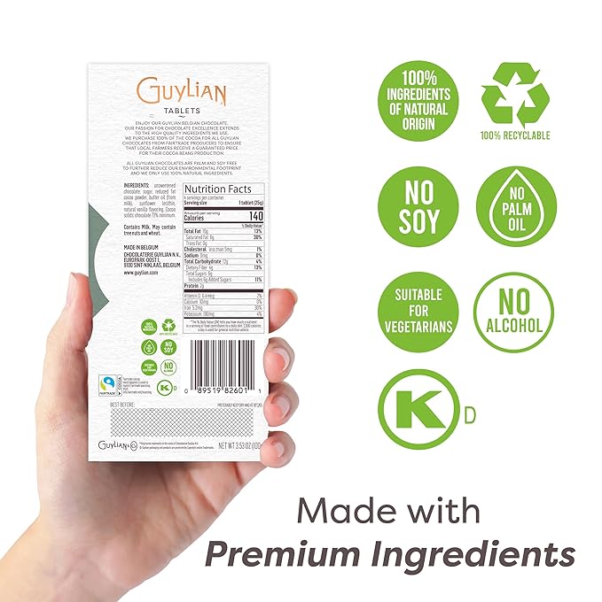 Easter Dark Chocolate Candy Bar by GuyLian 3.53oz Premium Belgian 72% Cocoa Gourmet Chocolate Tablet Easter Basket Stuffers for Adults Gifts (12 bars)