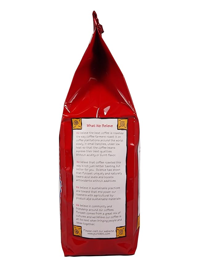 Puroast Low Acid Coffee Whole Bean | Vanilla Whole Bean | Flavored Coffee | High Antioxidants &amp High pH |No Bitter Aftertaste | Reduced Heartburn &amp GERD | Suitable for Cold Brew - 2.2 LB