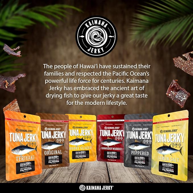 Kaimana Wild-Caught Ahi Tuna Jerky - Original | Rich in Omega-3s &amp High in Protein | All-Natural &amp Organic Fish Jerky (3 pack 2 oz)