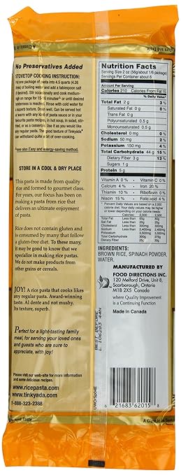 Spinach and Brown Rice Spaghetti Pasta 12 Ounces (Case of 12)