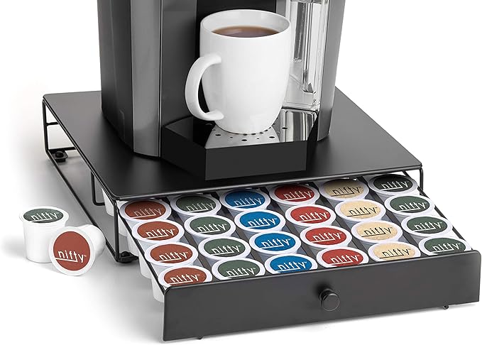 NIFTY Solutions Under The Brewer Coffee Pod Holder. Holds 36 K Cup Pods. Space Saving Design Fits Under All At Home Keurig Brewers