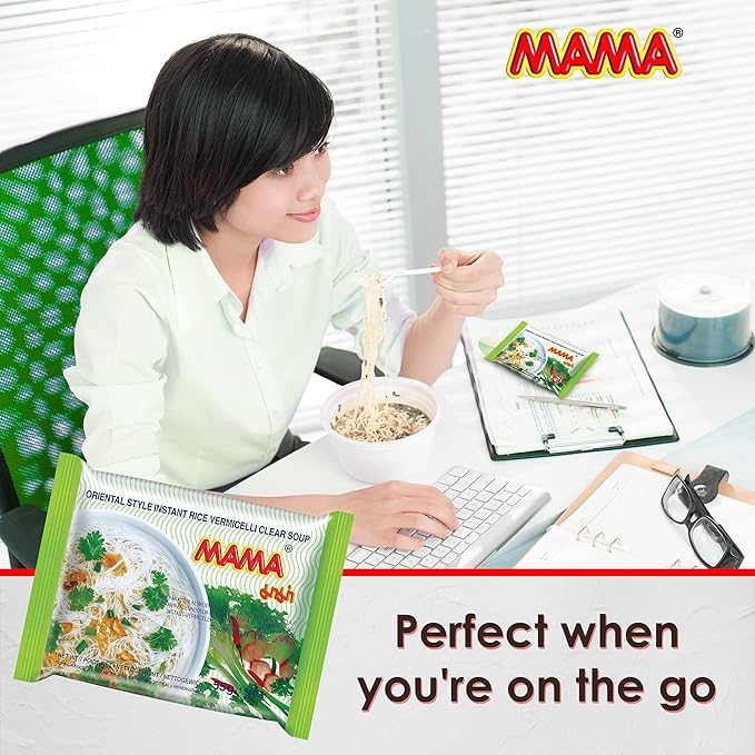 MAMA Noodles Vermicelli Clear Soup Instant Rice Noodles w/Delicious Thai Flavors Hot &amp Spicy Noodles No Trans Fat w/Fewer Calories Than Deep Fried Noodles 30 Pack