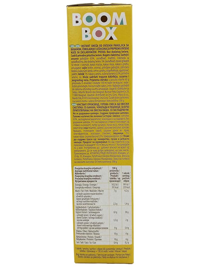 BOOM BOX Chocolate Banana Hazelnut Oatmeal - 30 g - Energizing Breakfast CereaL