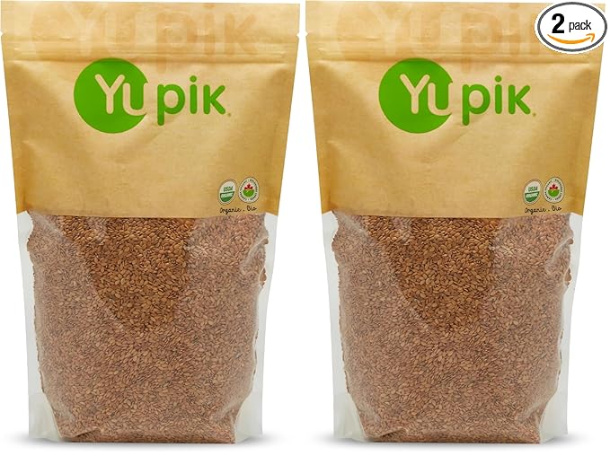 Yupik Organic Golden Flax Seeds 2.2 lb Non-GMO Vegan Gluten-Free (Pack of 2)