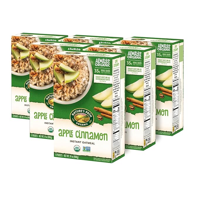 Nature's Path Organic Apple Cinnamon Instant Oatmeal 14 oz (Pack of 6) Non-GMO