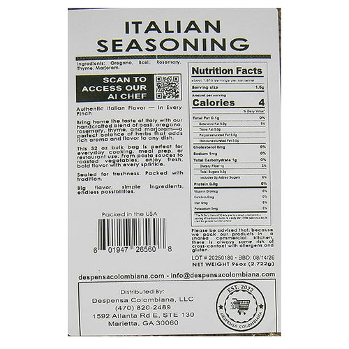 6 Lbs Bulk Italian Seasoning - Despensa Colombiana Condimento Italiano for Mediterranean Cooking and Sazon - Ideal Italian Seasoning Bulk Herbs Blend for Flavoring Dishes and Enhancing Culinary Creati