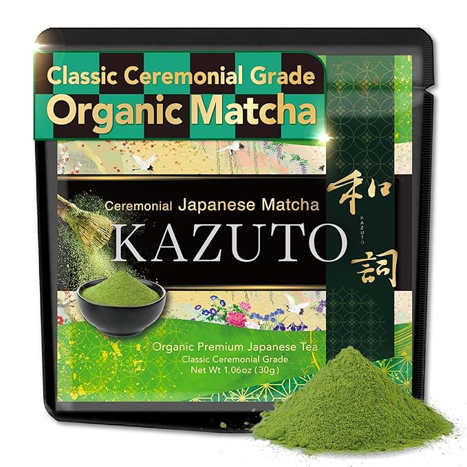 Kazuto Classic Ceremonial Grade Matcha Green Tea Powder - Premium First Harvest Single Origin USDA Organic Gluten-Free Vegan 100% Pure Unsweetened No Additives from Shizuoka (1.06oz Classic)