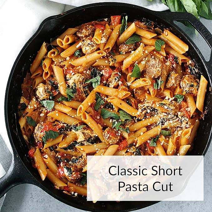 DeLallo Organic Penne Rigate Pasta Made with 100% Durum Wheat Semolina Flour Made in Italy Bronze Cut Kosher Vegan All Natural 16 oz Bag (4 Pack)