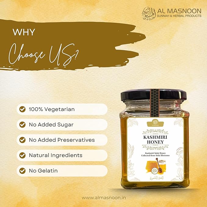 AL MASNOON Kashmiri Solai Honey Collected From Solai Blossoms || Raw Honey Unprocessed Unfiltered Unpasteurized Natural Honey (300 Gms)