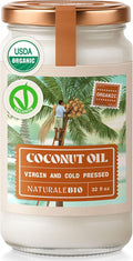 NaturaleBio Organic Virgin Coconut Oil 32 fl oz Raw Cold Pressed for Skin Hair Moisturizer Massage Body Hand Cream Vegan Butter Alternative Ideal Lotion Perfect Care