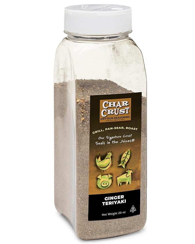 Char Crust Dry-Rub Seasonings Ginger Teriyaki | All-in-one seasonings | Perfect for Chicken Seafood Wings Pork | Signature Crust that Seals in the Juices 20 Oz Jar (Pack of 1)