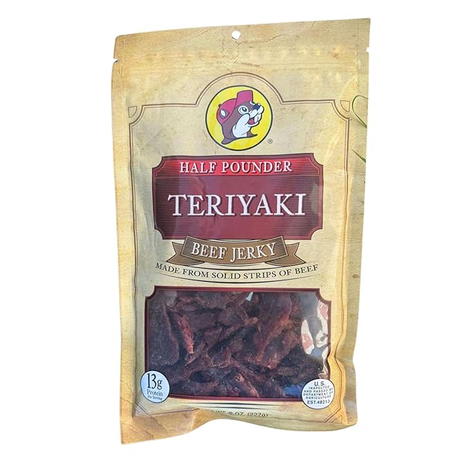 Buc-ee's Teriyaki Beef Jerky - 8 oz | Premium Handcrafted Snack | Sweet Savory and Protein-Rich Snack Flavor | Made in Texas - 1 bag