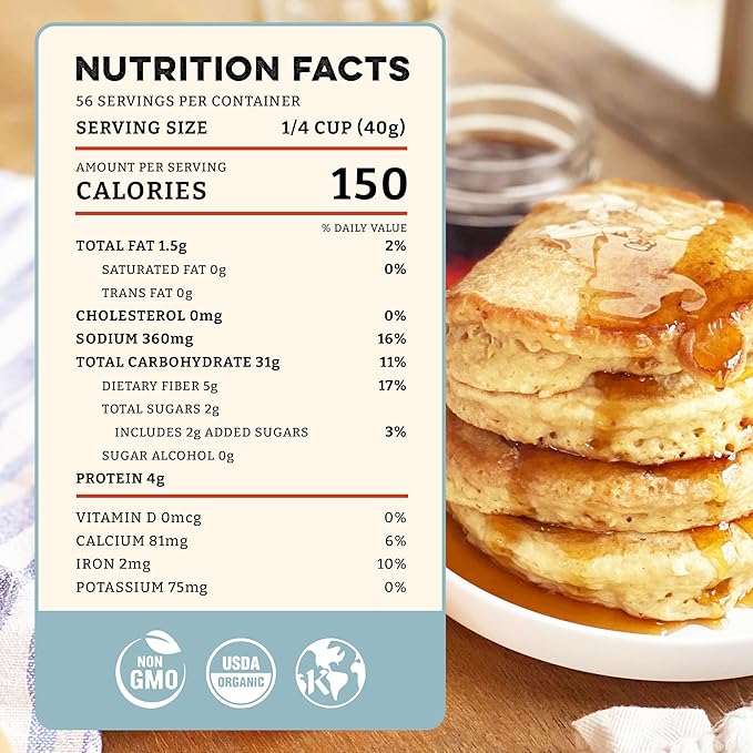 Sunrise Flour Mill Heritage Organic Pancake Mix &amp Whole Wheat Pastry Flour (80 Ounce (Pack of 2)) - Non-GMO Kosher Grown Without Glyphosate Unbleached High Protein Superior Baking