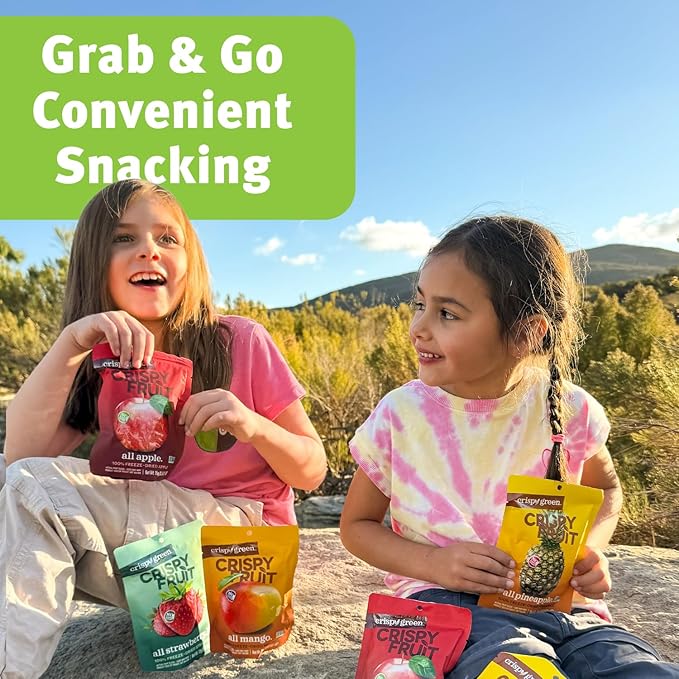 Crispy Green Freeze-Dried Fruit Snacks Favorite Flavors Variety Pack Pack of 16 100% Pure Fruit All-Natural No Added Sugar Single-Serve Bags for Healthy Snacks &amp School Lunches
