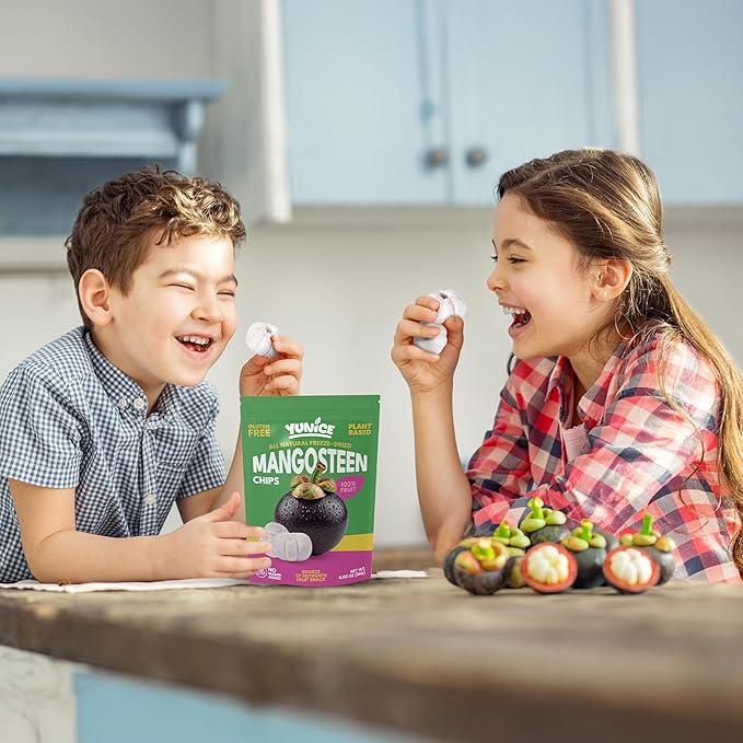 YUNiCE mangosteen Chips freeze dried mangosteen Fruit Snack 100% Real Fruit No Sugar Added Vegan Plant-Based Gluten Free Crispy Snack 0.53 oz Single Serve Pouches MANGOSTEEN (Pack of 12)