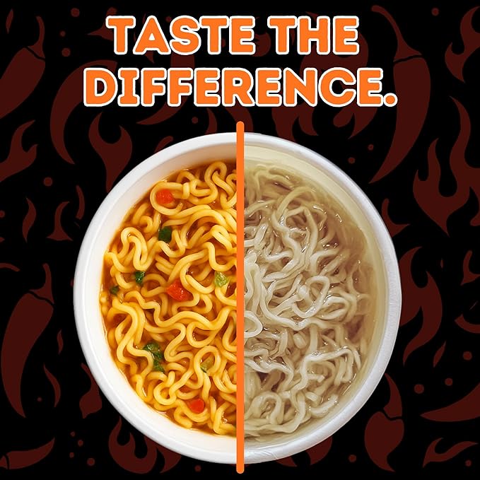 Power Noods High Protein Ramen Noodles - 12 or 6 Pack | Protein Ramen Cups for Lunch or Dinner | Better for You Plant-Based Instant Meal | Hot 'N' Spicy