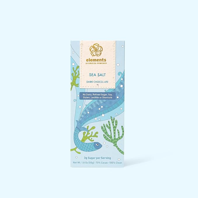Elements Truffles Sea Salt Flavoured Dark Chocolate Bar| Ayurvedic Vegan &amp Gluten Free | No Refined Sugar &amp Artificial Flavours | Enriched with Cocoa Coconut Sugar &amp Turmeric 50g (Pack o