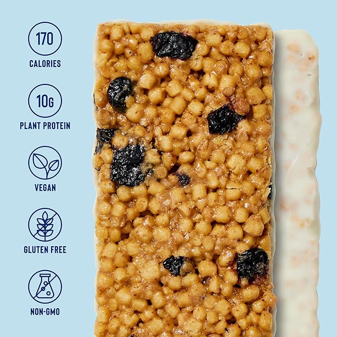 Mezcla Puff Crispy Protein Bars Gluten Free &amp Vegan Protein Bars 10g Protein Granola &amp Breakfast Bars Healthy Snacks for Adults Maple Blueberry (12 Pack) and Pistachio Chocolate (12 Pack)