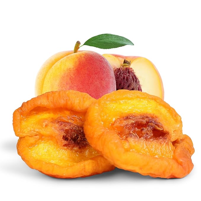 Dried Peaches by It's Delish 36 OZ Jumbo Reusable Container | Naturally Sweet Peach Slices No Sugar Added Bulk Dried Fruit Healthy Snacks Fresh and Dry Sliced Peaches Snack | Vegan Kosher