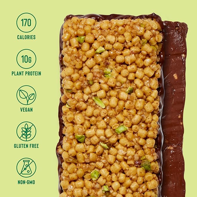 Mezcla Puff Crispy Protein Bars Gluten Free &amp Vegan Protein Bars 10g Protein Granola &amp Breakfast Bars Healthy Snacks for Adults Maple Blueberry (12 Pack) and Pistachio Chocolate (12 Pack)
