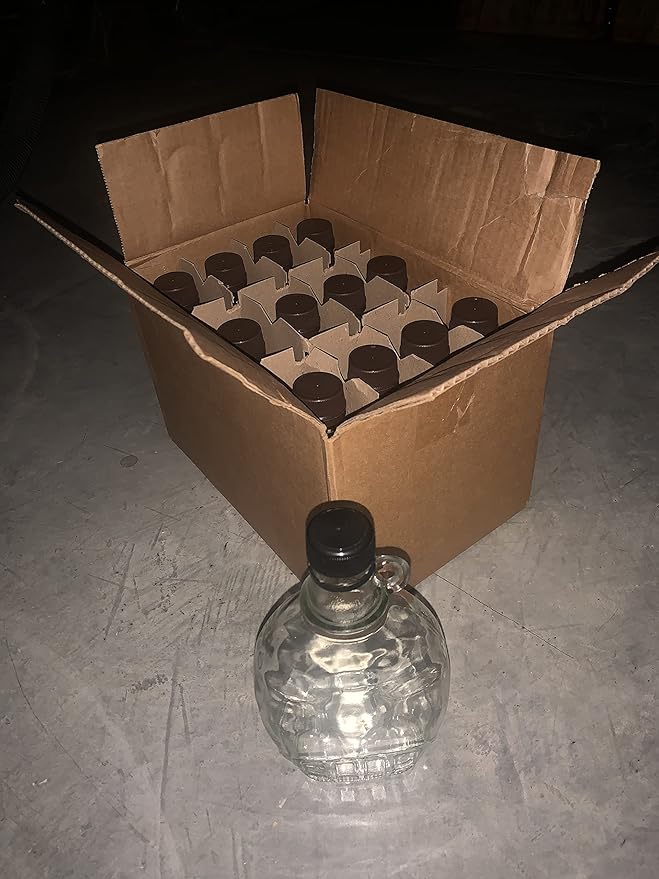 glass maple syrup bottles-12 pack with plastic caps (12 oz)