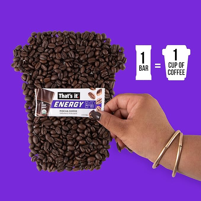 That's it. Organic Energy Coffee Mini Bars - Mocha Coffee (1 Mini Bar = 1 Cup of Coffee) Grab and Go No Added Sugars Non-GMO Caffeine Power Snack Kosher Allergy Friendly (Mocha Coffee - 15 Pack)