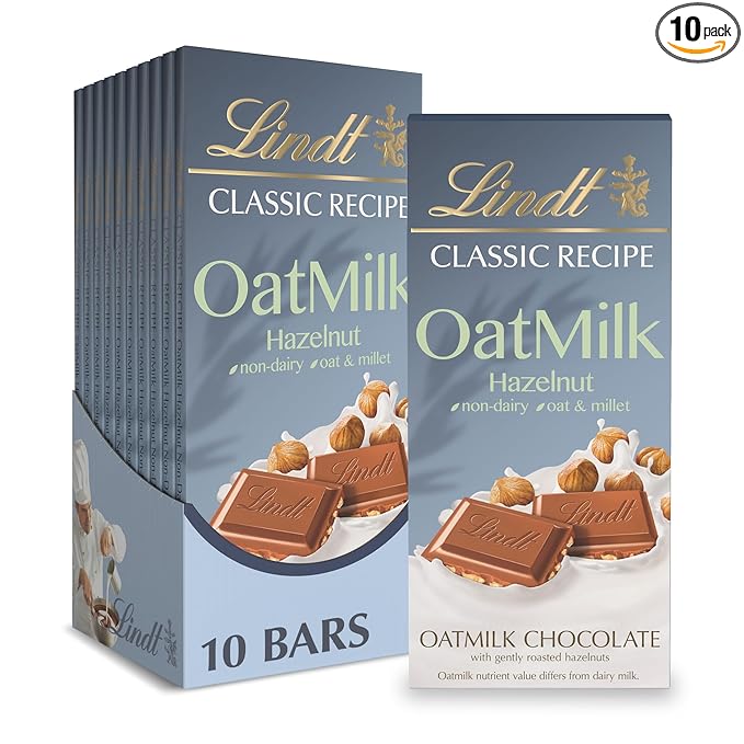 Lindt CLASSIC RECIPE Non-Dairy OatMilk Hazelnut Chocolate Candy Bar 10 Pack 3.5 oz.
