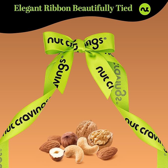 NUT CRAVINGS - Easter Mixed Nuts Gift Basket in Reusable Diamond Wooden Tray + Green Ribbon (13 Assortments) Ramadan Gifts Treats for Adults Healthy Snack Care Package Kosher