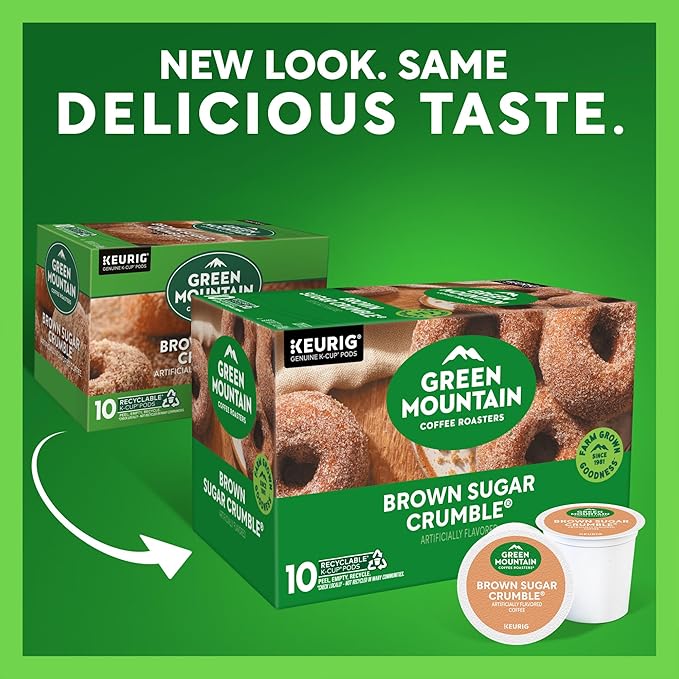 Green Mountain Coffee Roasters Brown Sugar Crumble Keurig Single-Serve K-Cup pods Medium Roast Coffee 60 Count (6 Packs of 10)