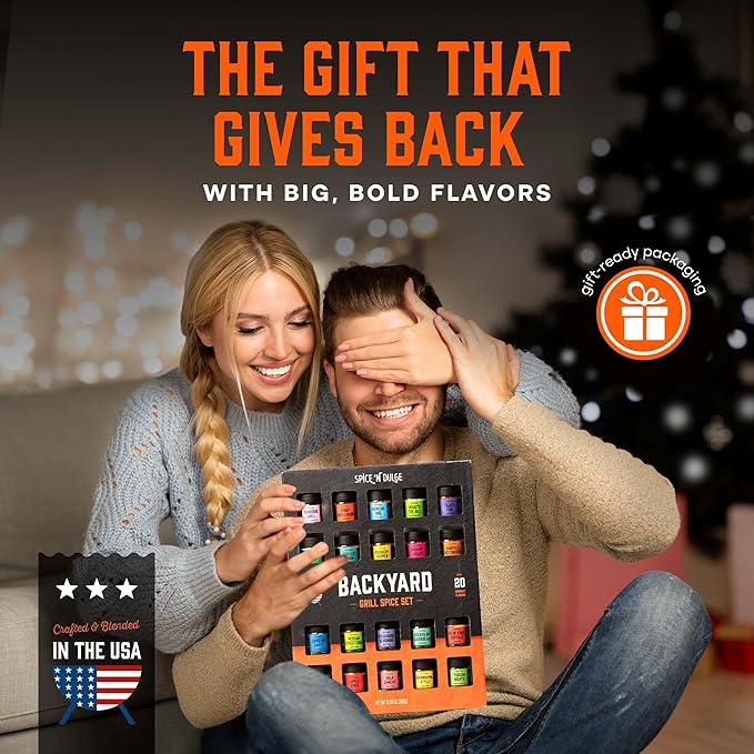 Grilling Spice Set Grill Seasoning Gifts 20 Unique Spices and Seasonings Jars Gift Set BBQ Gifts For Men Dad Husband Father Flavors Like Chili Cajun Garlic Steak Rub Herbs Blend and More