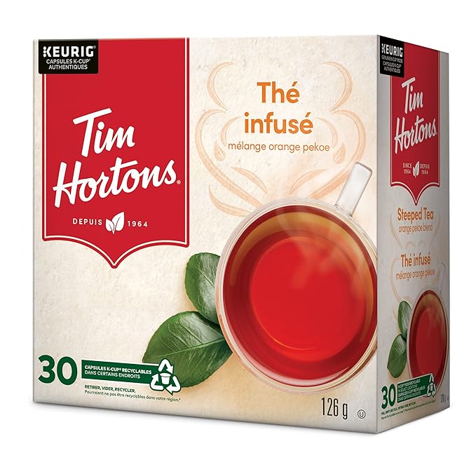 Tim Hortons Steeped Orange Pekoe Tea Black Tea Single Serve Keurig K-Cup Pods 30 Count