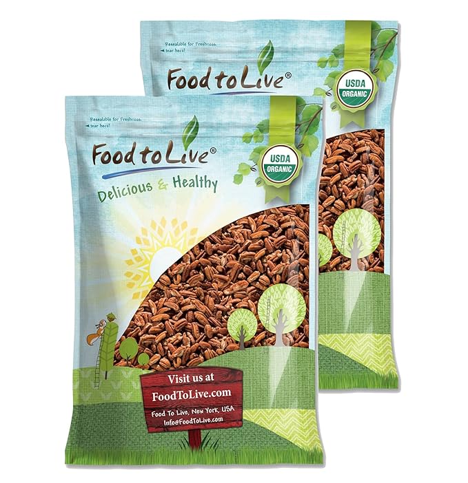 Food to Live - Organic Pecan Pieces 14 Pounds - Raw Chopped Pecans Non-GMO Unsalted Unroasted Kosher Shelled Kosher Vegan Sirtfood Bulk