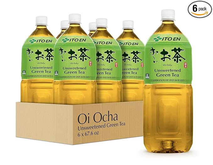 ITO EN Oi Ocha Green Tea Sugar Free 2 Liter Bottle 67.6 Ounce (Pack of 6)