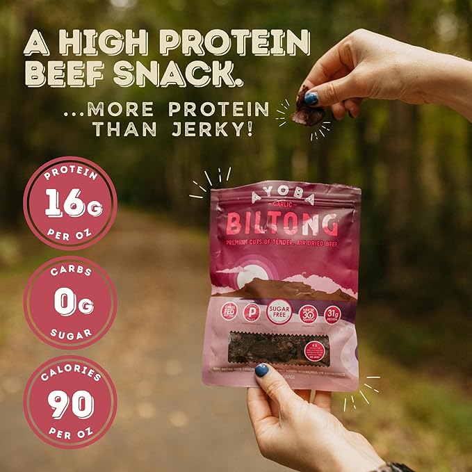 Ayoba Grass Fed Beef Biltong Slices Variety Pack (2 Ounce Pack of 3) - Authentic South African Protein Snacks - Keto-CertifiedPaleo-Certified Gluten Free and Sugar Free Beef Biltong